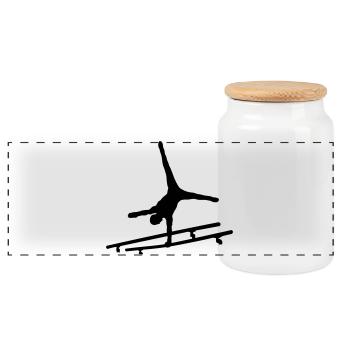 Gymnastique - Boîte à biscuits avec couvercle en bois - blanc - Devant