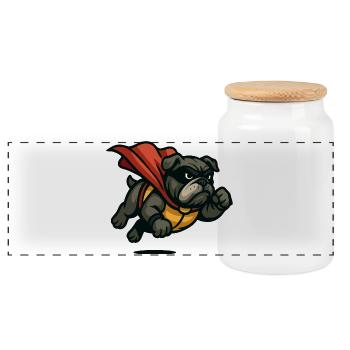 Heroic Bulldog Cape - Panoramic Cookie Jar with Wooden Lid - white - Front