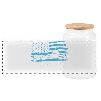 July 5 Submarine Submarine Veteran Navy USA - Panoramic Cookie Jar with Wooden Lid - white - Front