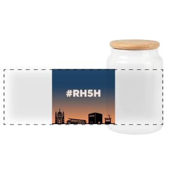 RH5H - Rudolfsheim-Fünfhaus - Panoramic Cookie Jar with Wooden Lid - white - Front