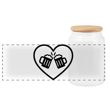 Beer Team Heart Friends Cheers Party Gift - Panoramic Cookie Jar with Wooden Lid - white - Front
