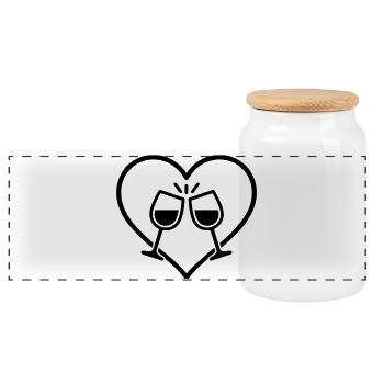 Wine Glasses Heart Love Cheers Gift - Panoramic Cookie Jar with Wooden Lid - white - Front
