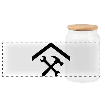 Janitor Craftsman – Hammer Wrench - Panoramic Cookie Jar with Wooden Lid - white - Front