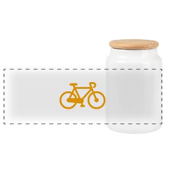 Cycling Heart Bike Sport Passion Gift - Panoramic Cookie Jar with Wooden Lid - white - Front