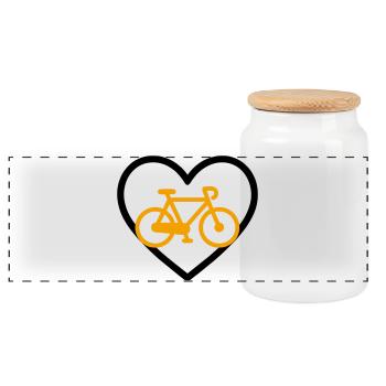 Cycling Heart Bicycle Sport Passion - Panoramic Cookie Jar with Wooden Lid - white - Front