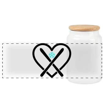 Ski Cœur Montagne Sports de neige Passion - Boîte à biscuits avec couvercle en bois - blanc - Devant
