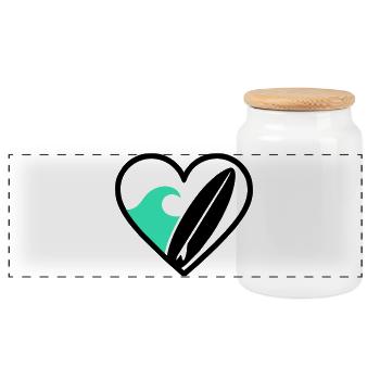 Surf Heart Wave Board Meer Sommer - Panorama Keksdose mit Holzdeckel - Weiß - Vorne