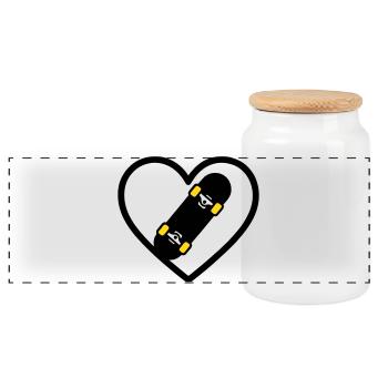 Skateboard Coeur Sport Street Passion - Boîte à biscuits avec couvercle en bois - blanc - Devant