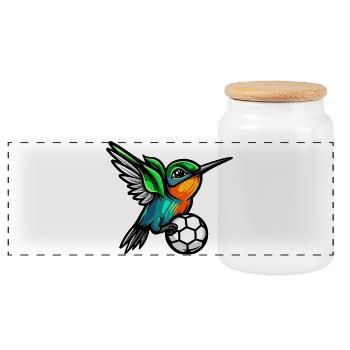 colibri ballon soccer - Boîte à biscuits avec couvercle en bois - blanc - Devant