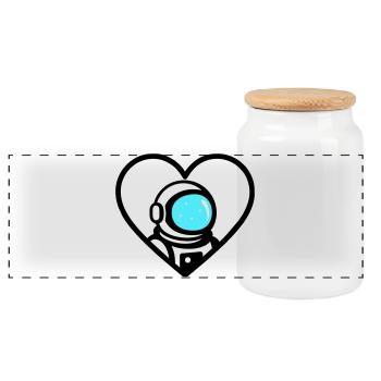 Casque Cosmo Astronaute Coeur Espace - Boîte à biscuits avec couvercle en bois - blanc - Devant