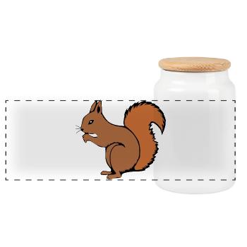 Squirrel T-shirt Gift Nature Lover - Panoramic Cookie Jar with Wooden Lid - white - Front