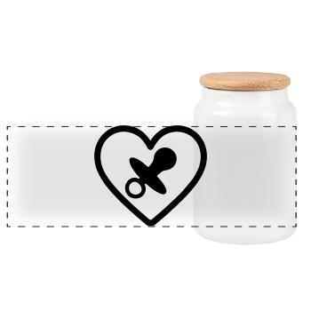 Heart + Childcare / Nanny Super Nanny - Panoramic Cookie Jar with Wooden Lid - white - Front