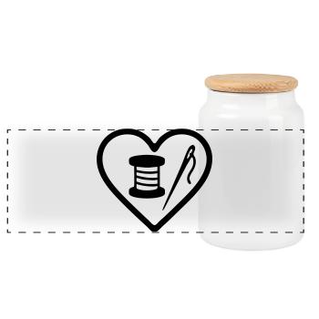 Coeur + Couture – Passion Couture - Boîte à biscuits avec couvercle en bois - blanc - Devant