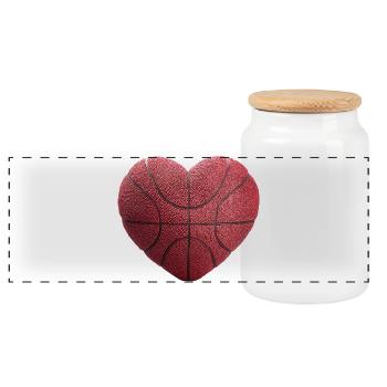 Coeur de basket-ball - Boîte à biscuits avec couvercle en bois - blanc - Devant