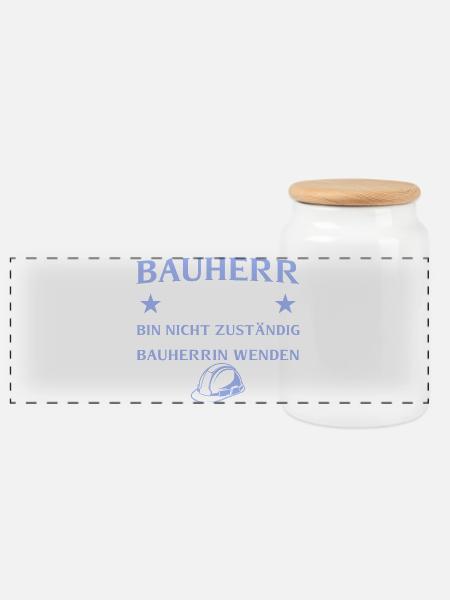Bauherr 2026 Bin nicht zuständig - Hausbau - Panorama Keksdose mit Holzdeckel - Weiß