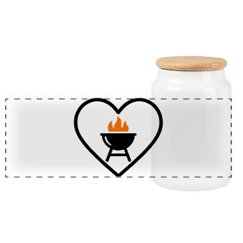 Herz-Barbecue – Design für Grillliebhaber - Panorama Keksdose mit Holzdeckel - Weiß - Vorne
