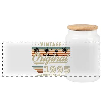 1995 Vintage Rétro Cadeau D'anniversaire - Boîte à biscuits avec couvercle en bois - blanc - Devant