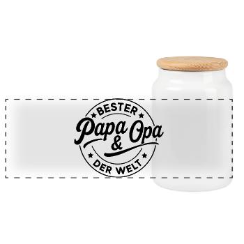 Bester Papa Und Opa Der Welt Opi Vatertag Retro  - Panorama Keksdose mit Holzdeckel - Weiß - Vorne