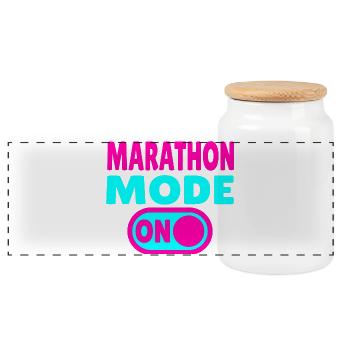 Marathon Mode On – Running with passion - Panoramic Cookie Jar with Wooden Lid - white - Front