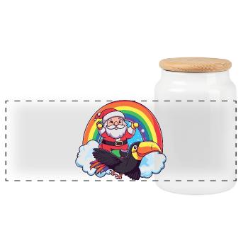 Oiseau toucan Père Noël - Boîte à biscuits avec couvercle en bois - blanc - Devant