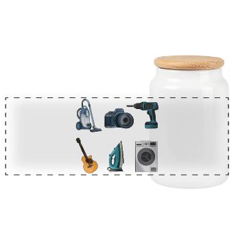 Everyday Gadgets Collage: Home & Hobby - Panoramic Cookie Jar with Wooden Lid - white - Front