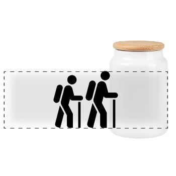 Hiker, Pilgrim, Tourist, Pilgrimage Route - Panoramic Cookie Jar with Wooden Lid - white - Front