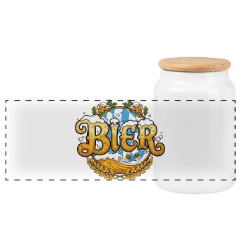 Bier Saufen Trinken - Panorama Keksdose mit Holzdeckel - Weiß - Vorne