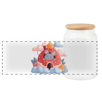Strawberry House Mouse Magic - Panoramic Cookie Jar with Wooden Lid - white - Front