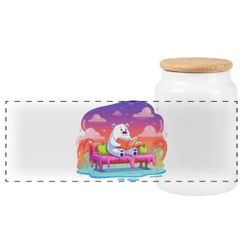 Lire l’ours polaire dans un rêve en couleur - Boîte à biscuits avec couvercle en bois - blanc - Devant