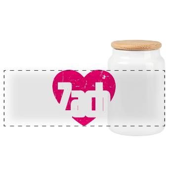 I Love Zach Pink Heart I Love Zach - Panoramic Cookie Jar with Wooden Lid - white - Front