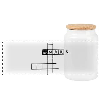 Lunatic with 3 letters - Panoramic Cookie Jar with Wooden Lid - white - Front