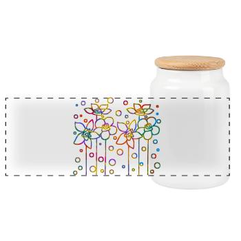 Fleur - Boîte à biscuits avec couvercle en bois - blanc - Devant