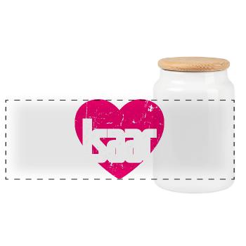 I Love Isaac Pink Heart I Love Isaac - Panoramic Cookie Jar with Wooden Lid - white - Front