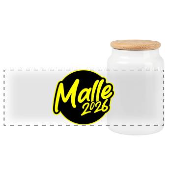 Malle 2026 Mallorca - Panoramic Cookie Jar with Wooden Lid - white - Front