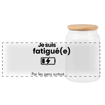 Je_suis_fatigué(e)_par_les_gens_surtout-- - Panoramic Cookie Jar with Wooden Lid - white - Front
