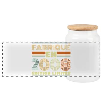 Vintage Geburtstagsgeschenk für 18 Jahre 2008 - Panorama Keksdose mit Holzdeckel - Weiß - Vorne