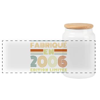 Vintage 2006 20 Year Anniversary Gift - Panoramic Cookie Jar with Wooden Lid - white - Front