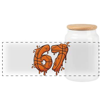 67 Meme-Basketball-Graffiti - Panorama Keksdose mit Holzdeckel - Weiß - Vorne