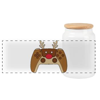 Rentier-Videospiel-Controller Weihnachtsspieler - Panorama Keksdose mit Holzdeckel - Weiß - Vorne