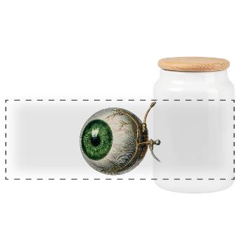 Anatomical Eye with Green Iris – Vintage Style - Panoramic Cookie Jar with Wooden Lid - white - Front