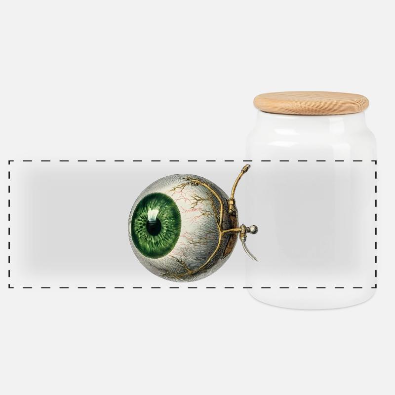 Œil anatomique à iris vert – Style vintage - Boîte à biscuits avec couvercle en bois - blanc