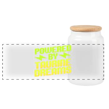 Energy Drink Powered By Taurine Dreams - Panoramic Cookie Jar with Wooden Lid - white - Front