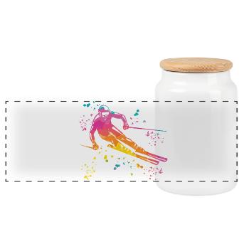 Ski alpin Sports d’hiver Ski nordique - Boîte à biscuits avec couvercle en bois - blanc - Devant