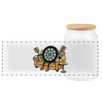 Dart & Chill - Panoramic Cookie Jar with Wooden Lid - white - Front