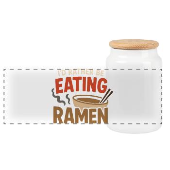 Ramen Bar Echte Ramen Tonkotsu Brühe - Panorama Keksdose mit Holzdeckel - Weiß - Vorne