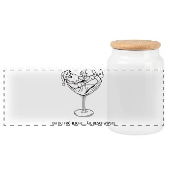 Weihnachts-Cocktail im Glas - Panorama Keksdose mit Holzdeckel - Weiß - Vorne