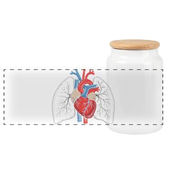 Herz-Lungen Anatomie Kunstdruck - Panorama Keksdose mit Holzdeckel - Weiß - Vorne