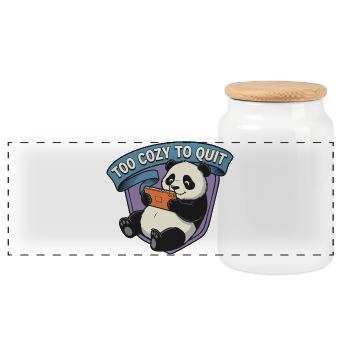 Too Cozy To Quit Panda - Panorama Keksdose mit Holzdeckel - Weiß - Vorne