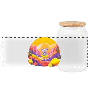 Koala in the Glass Ball Wonderland - Panoramic Cookie Jar with Wooden Lid - white - Front