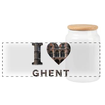 I Love Ghent – Gothic Architectural Design - Panorama Keksdose mit Holzdeckel - Weiß - Vorne
